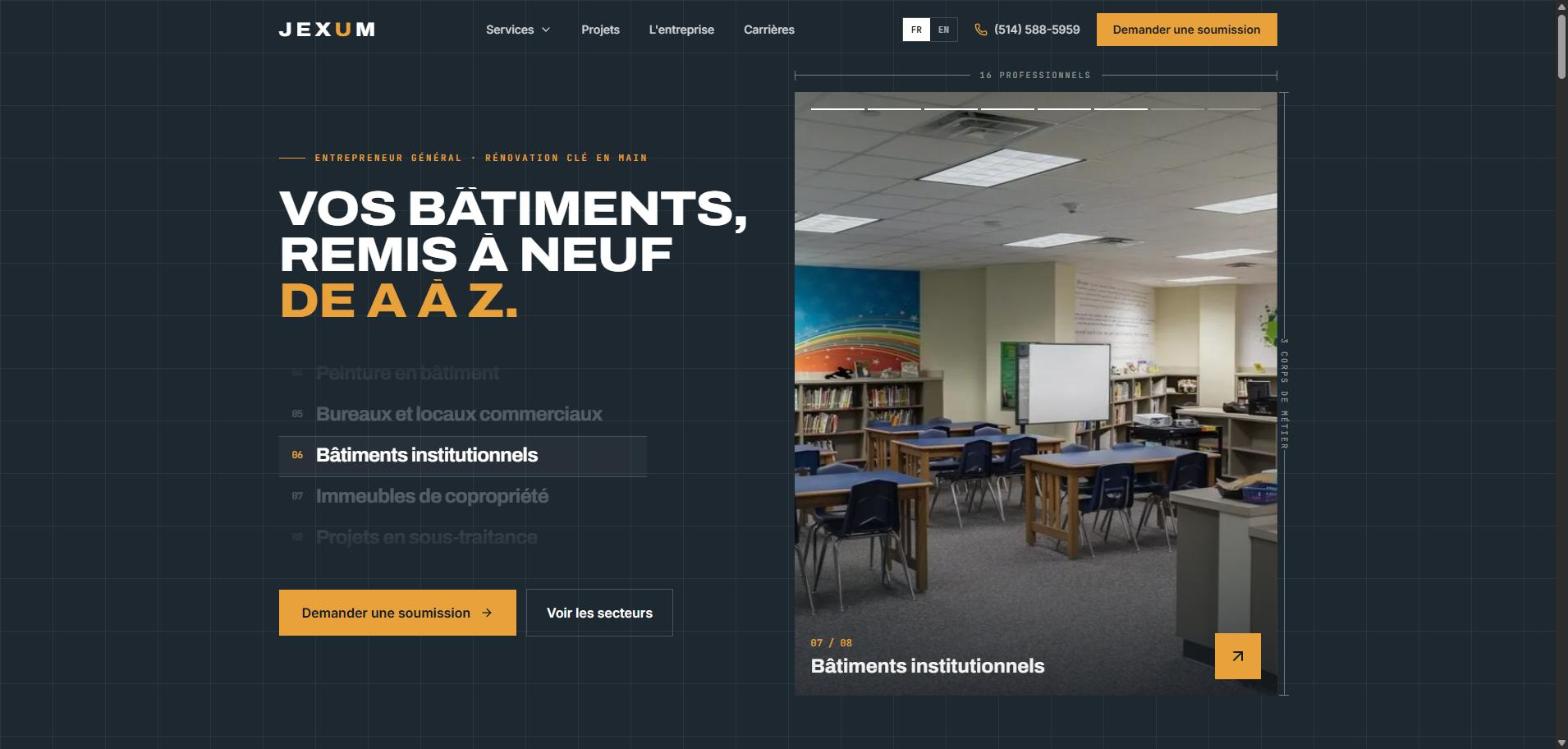 Page d'accueil du site JEXUM